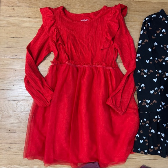 Toddler Girls Dress Lot, Size 5t & XS, Long and Short Sleeve, Leopard Burgundy - Picture 6 of 7